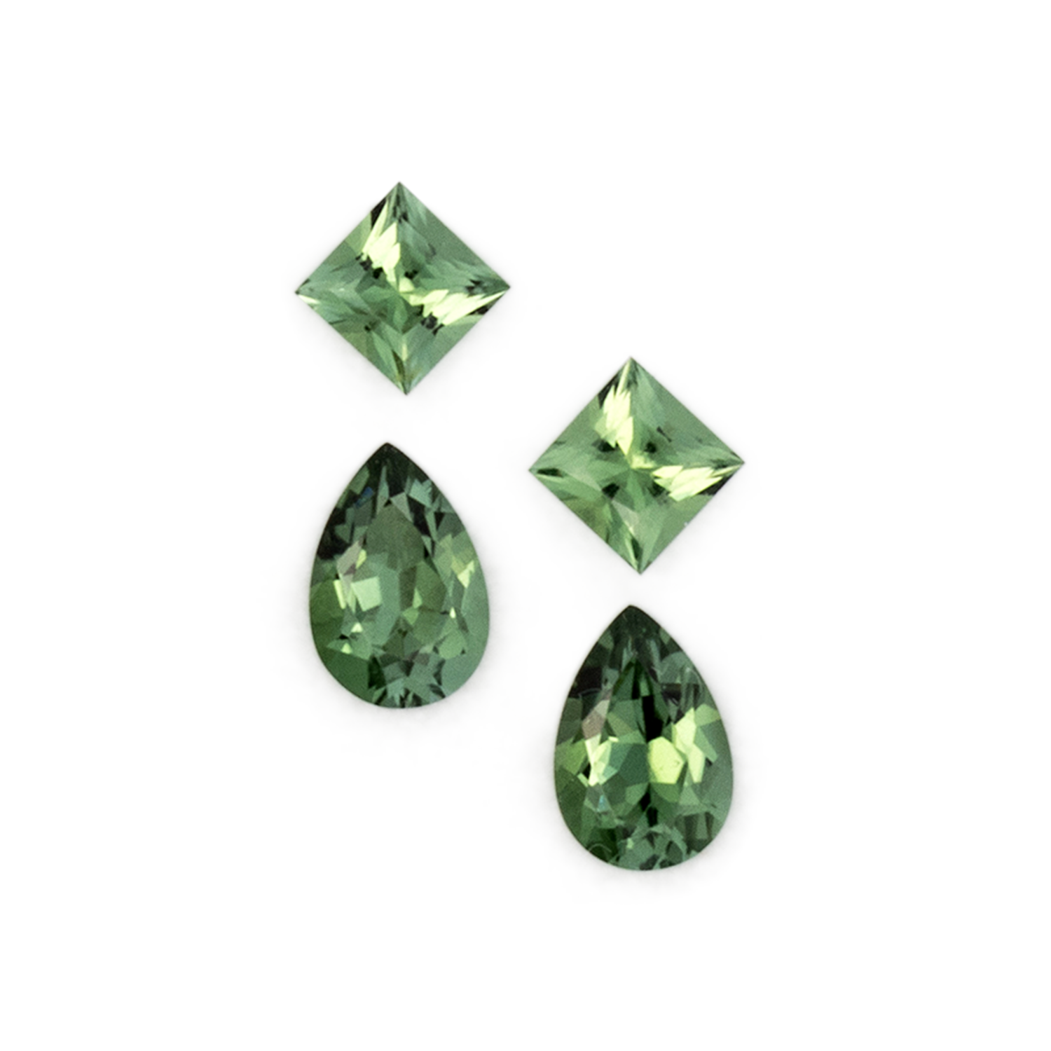 Turmalin im Set - grün, birnform & rechteck, 3.5x3.5 & 6.0x4.0 mm, 1.10 cts, Nr. SET99088