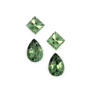 Turmalin im Set - grün, birnform & rechteck, 3.5x3.5 & 6.0x4.0 mm, 1.10 cts, Nr. SET99088