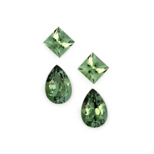 Turmalin im Set - grün, birnform & rechteck, 3.5x3.5 & 6.0x4.0 mm, 1.10 cts, Nr. SET99088