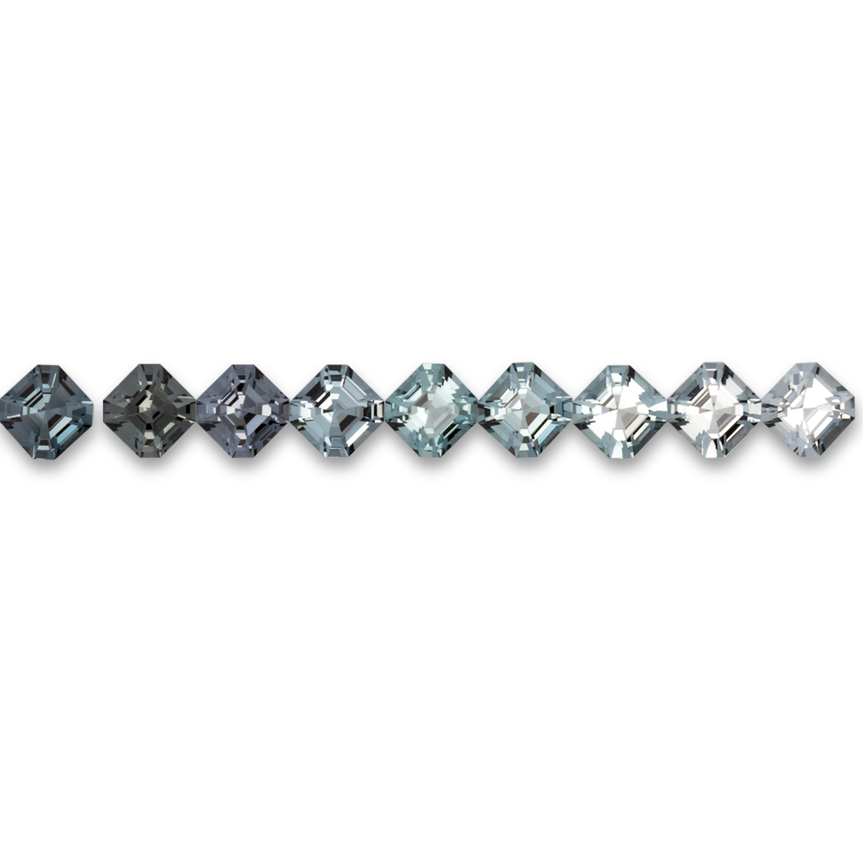 Spinell im Set - grau, asscher, 4.0x4.0 mm, 3.21 cts, Nr. SET99093