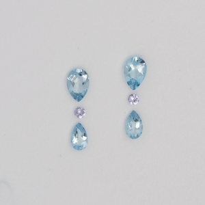 Tansanit,Aquamarin im Set - blau, rund & birnform, 6.0x4.0 mm, 1.05 cts, Nr. SET99096