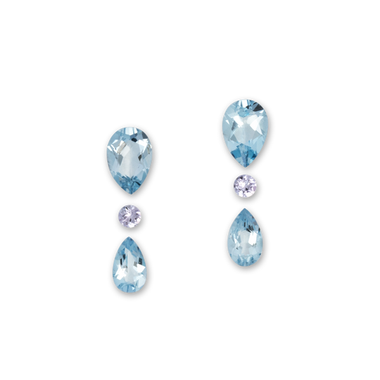 Tansanit,Aquamarin im Set - blau, rund & birnform, 6.0x4.0 mm, 1.05 cts, Nr. SET99096