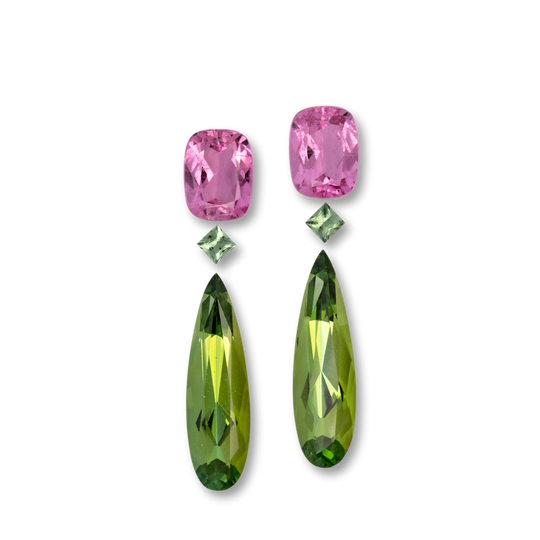 Turmalin im Set - rosa & grün, rechteck & birnform & antik, 19.0x6.0 mm, 9.38 cts, Nr. SET99097