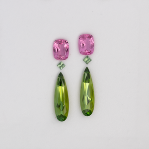 Turmalin im Set - rosa & grün, rechteck & birnform & antik, 19.0x6.0 mm, 9.38 cts, Nr. SET99097
