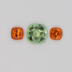 Peridot,Mandarin Granat im Set - grün & orange, antik, 8.0x8.0 mm, 3.54 cts, Nr. SET99098