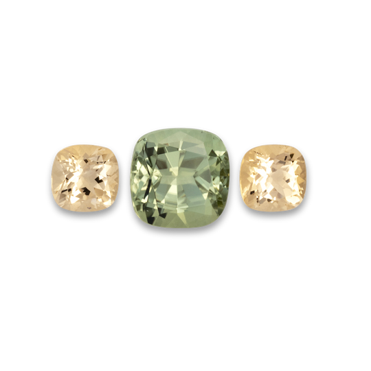 Beryll,Turmalin im Set - grün & gelb, antik, 9.2x9.2 mm, 5.45 cts, Nr. SET99104