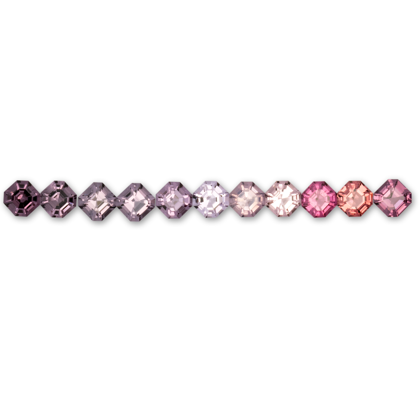 Spinell im Set - rosa & lila, asscher, 4.0x4.0 mm, 3.90 cts, Nr. SET99102