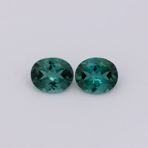 Turmalin Paar - grün & blau, oval, 6x5 mm, 1.16 cts, Nr. TR991101