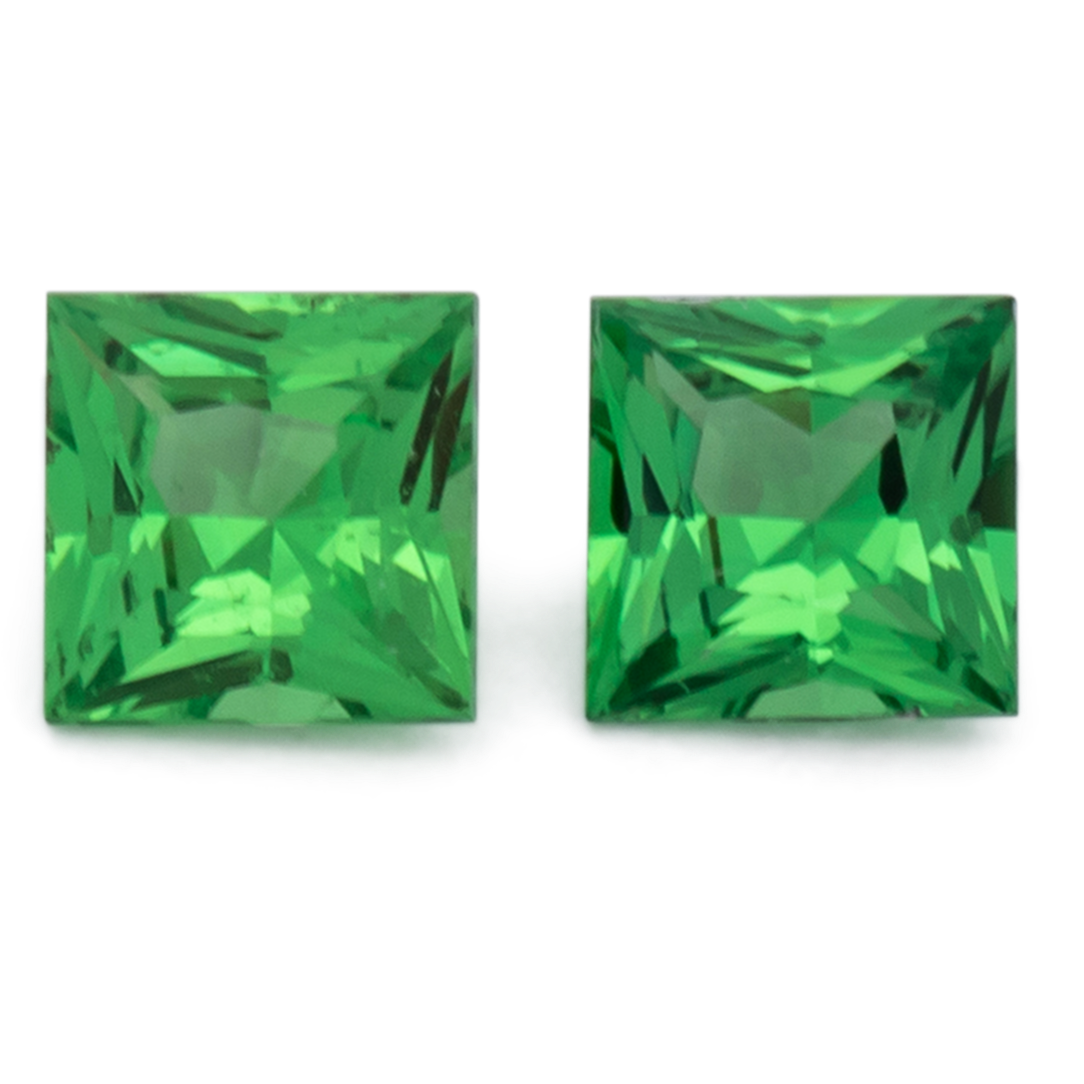 Tsavorit Paar - grün, rechteck, 3x3 mm, 0.29 cts, Nr. TS91021
