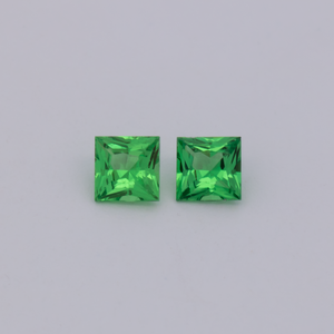 Tsavorit Paar - grün, rechteck, 3x3 mm, 0.29 cts, Nr. TS91021