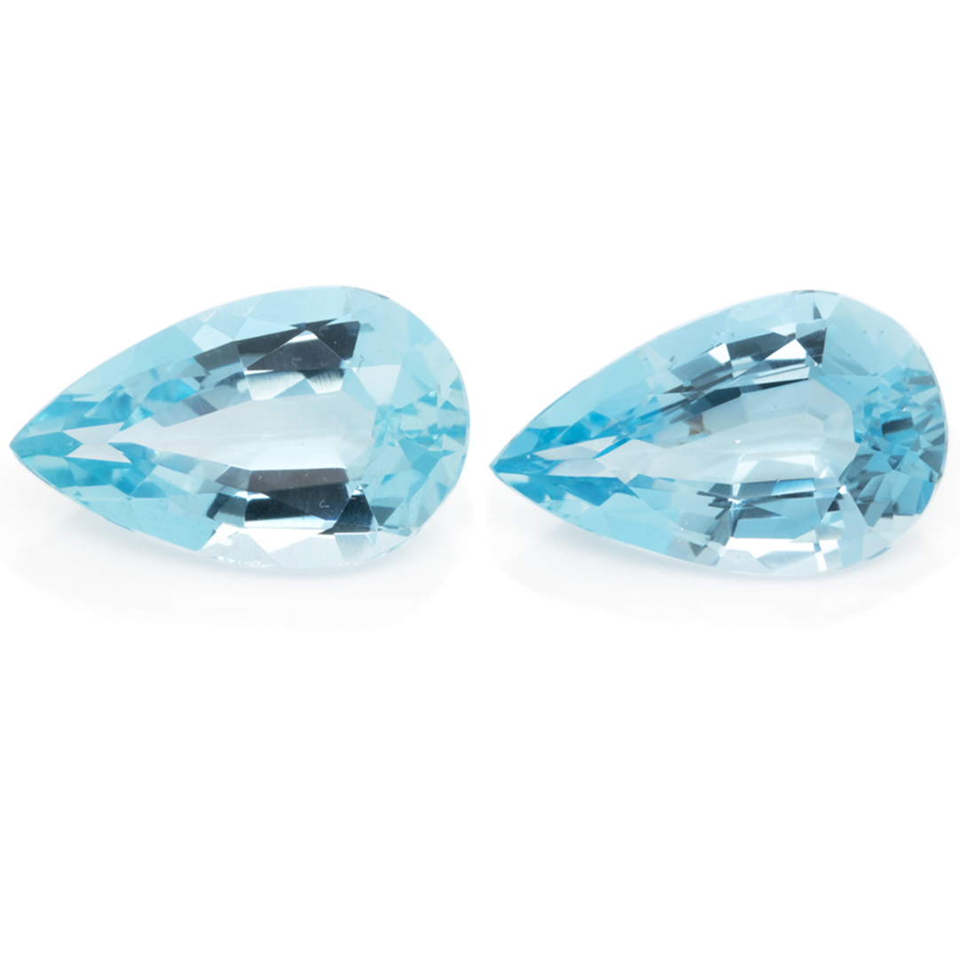 Aquamarine Pair - blue, pearshape, 14x8.5 mm, 6.67 cts, No. A99039