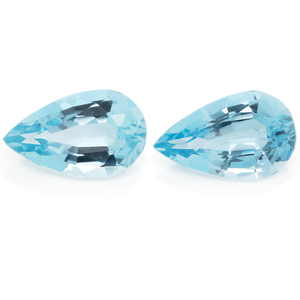 Aquamarine Pair - blue, pearshape, 14x8.5 mm, 6.67 cts, No. A99039