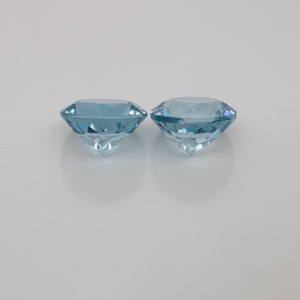 Aquamarin Paar - AA, rund, 7x7 mm, 2.38 cts, Nr. A99041