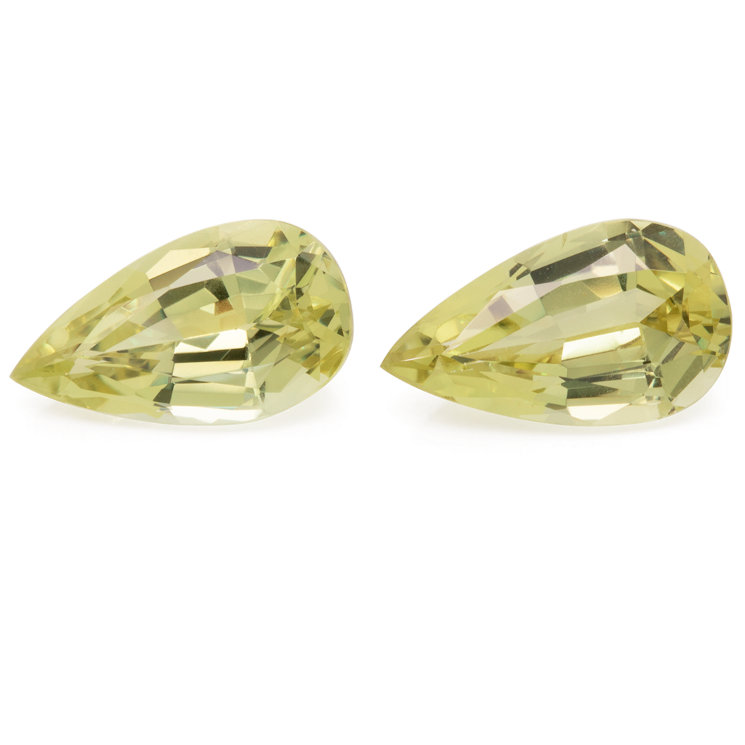 Chrysoberyl Pair - yellow, pearshape, 14x8.1 mm, 8.48 cts, No. CHB10002