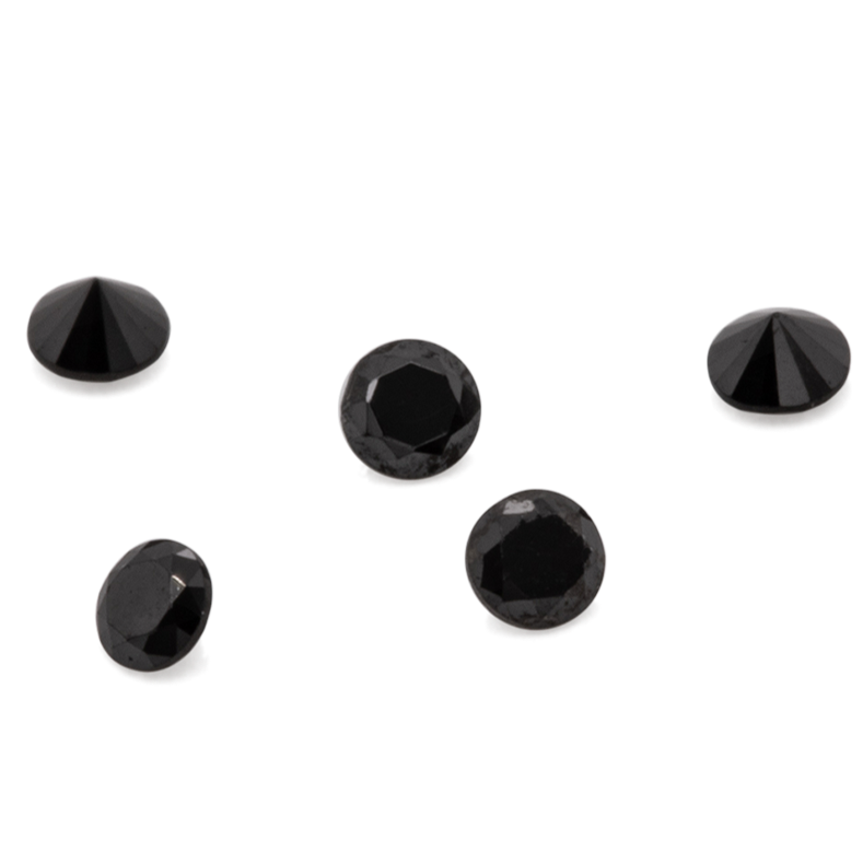 Diamond - black, non-transparent, round, 1.3 mm, approx. 0.01 cts, No. D11057