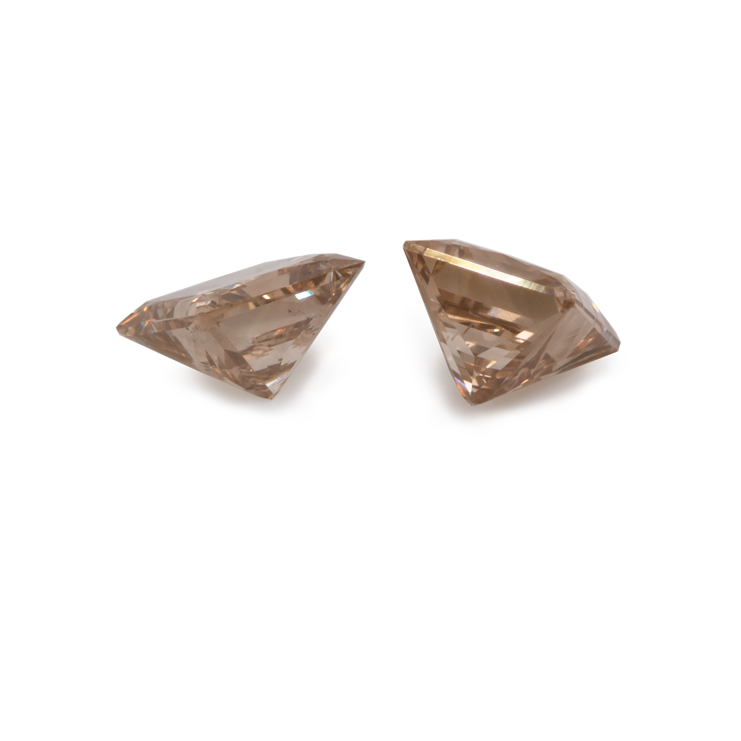 Diamant Paar - cognac, VSI1, Princess-Schliff, 4,3x4,3 mm, 0,97 cts, Nr. D14001