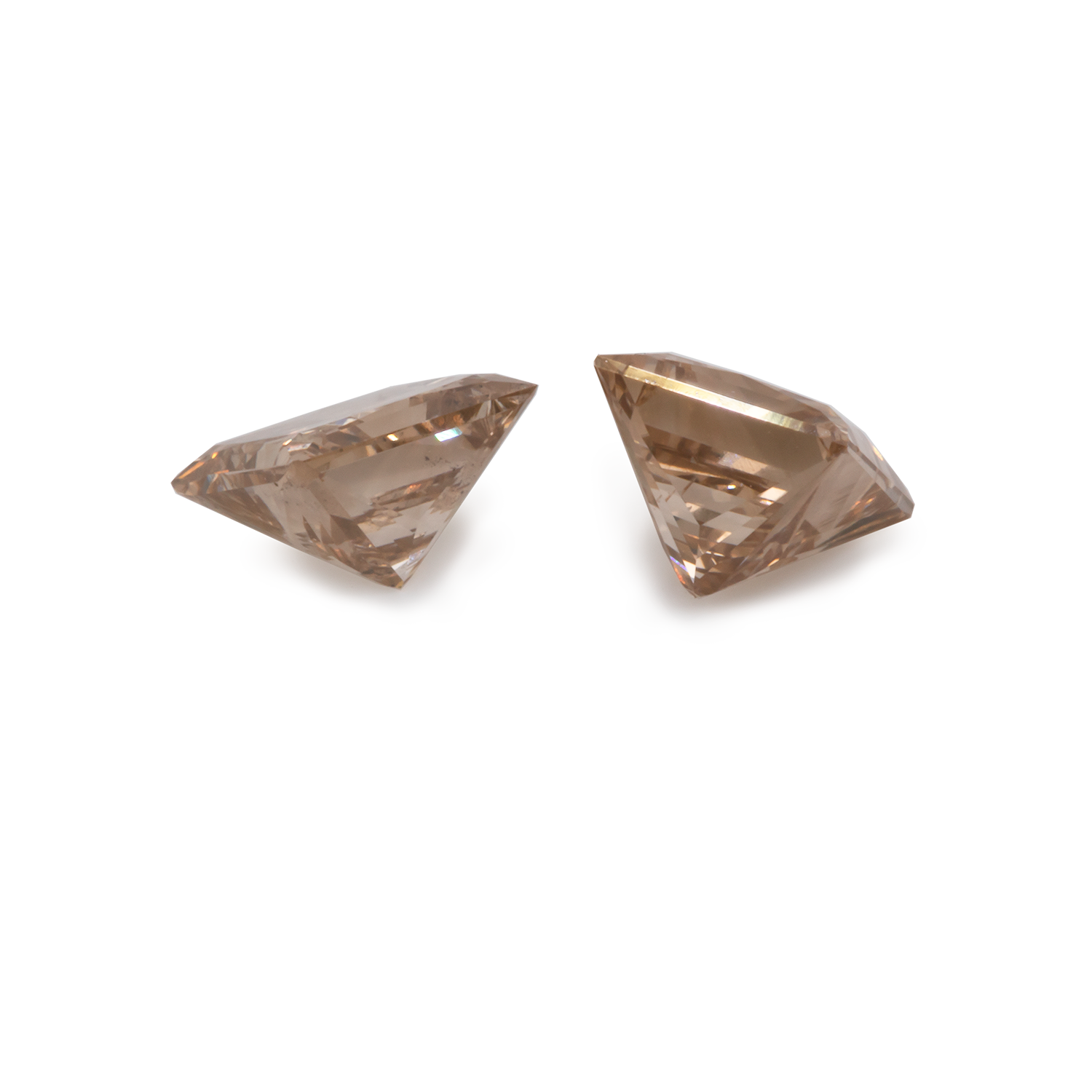 Diamond Pair - cognac, VSI1, princess cut, 4.3x4.3 mm, 0.97 cts, No. D14001