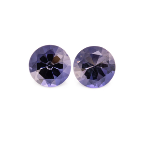 Iolite Pair - purple/blue, round, 5x5 mm, 0.77-0.80 cts, No. IOL22001