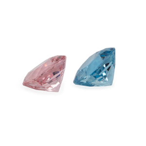Beryll Paar - rosa/blau, antik, 11x11 mm, 10,02 cts, Nr. MO25001
