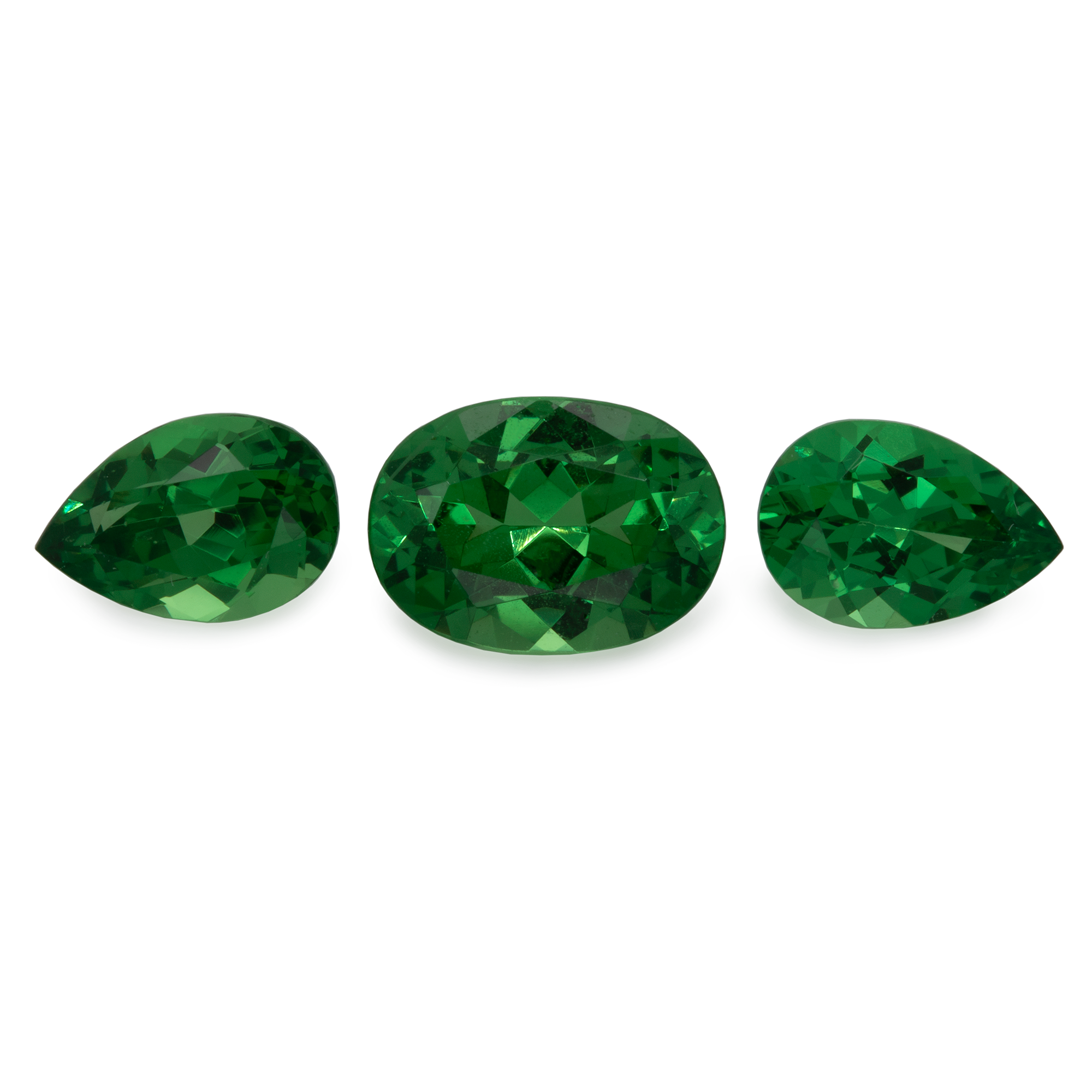 Tsavorite set - green, oval & pearshape, 6,9x5 mm, 6x4 mm, 1.8 cts, No. SET99003