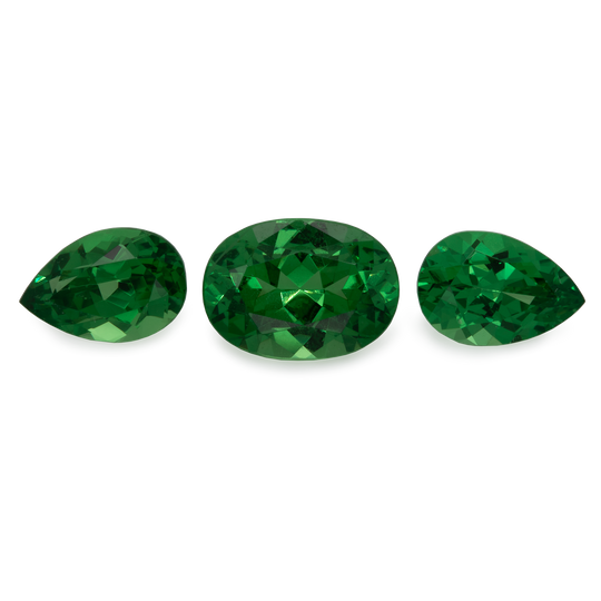 Tsavorit im Set - grün, oval & birnform, 6,9x5 mm & 6x4 mm, 1,80 cts, Nr. SET99003