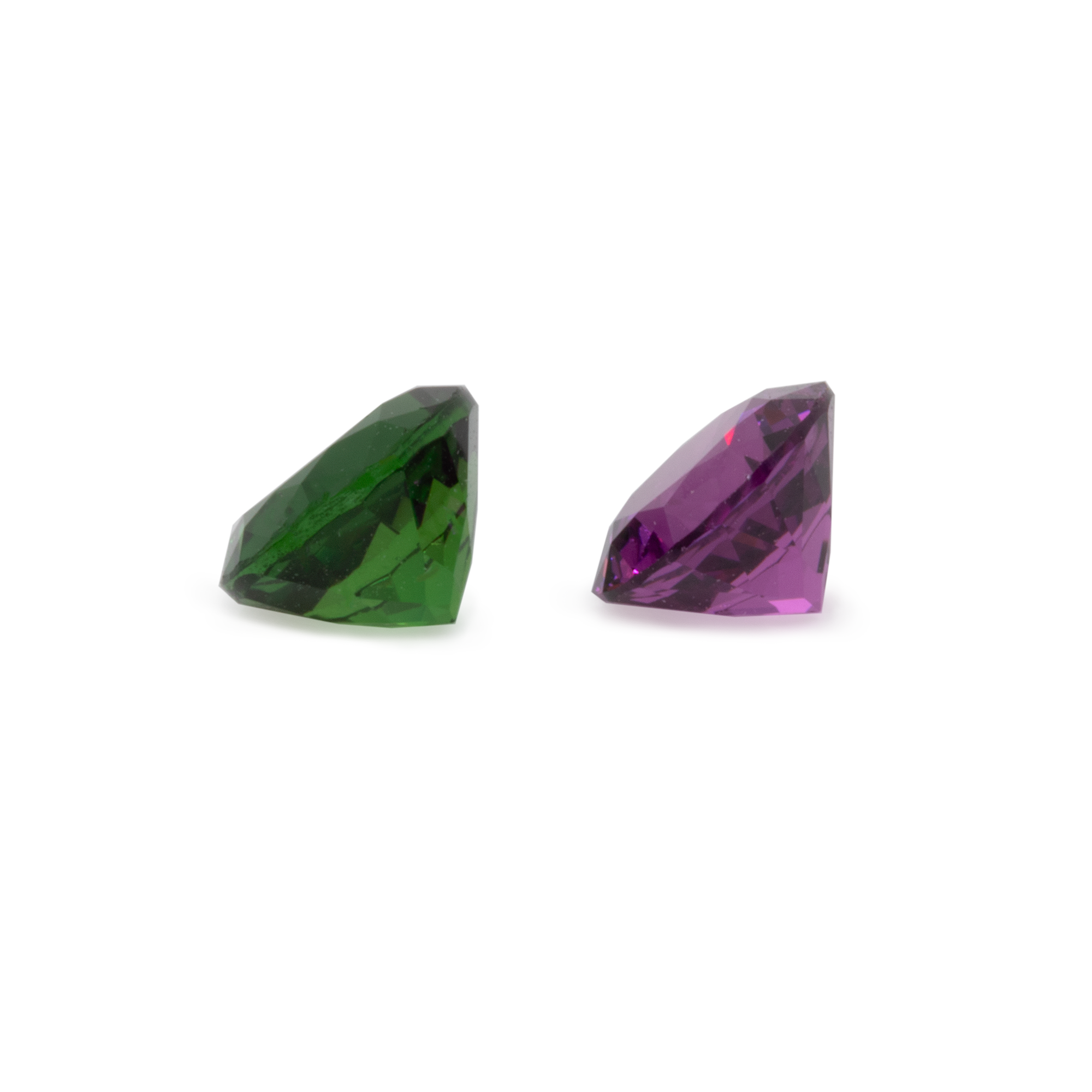 Royal Purple Garnet & Chrome Tourmaline Set - purple & green, round, 5x5 mm, 1.12 cts, No. SET99013