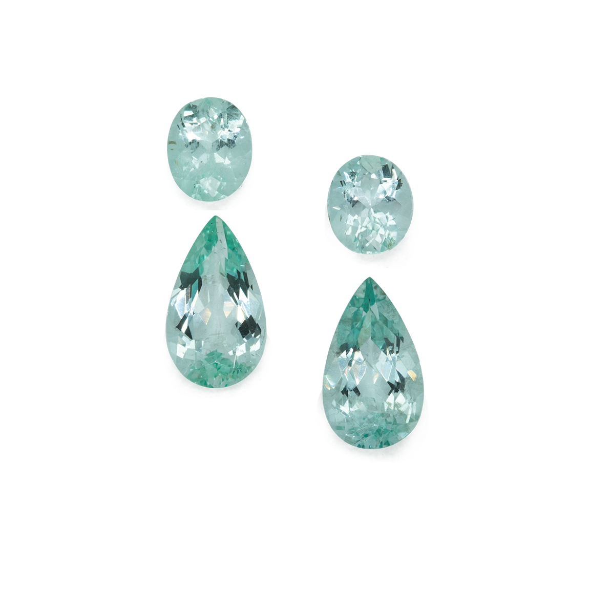 Beryl set - green, oval & pearshape, 7x6 mm & 12x7 mm, 5.78 cts, No. SET99017