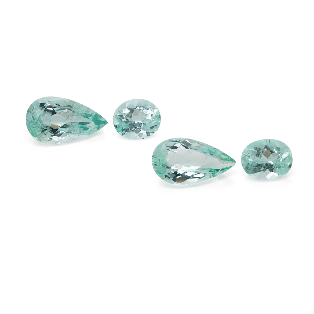 Beryl set - green, oval & pearshape, 7x6 mm & 12x7 mm, 5.78 cts, No. SET99017