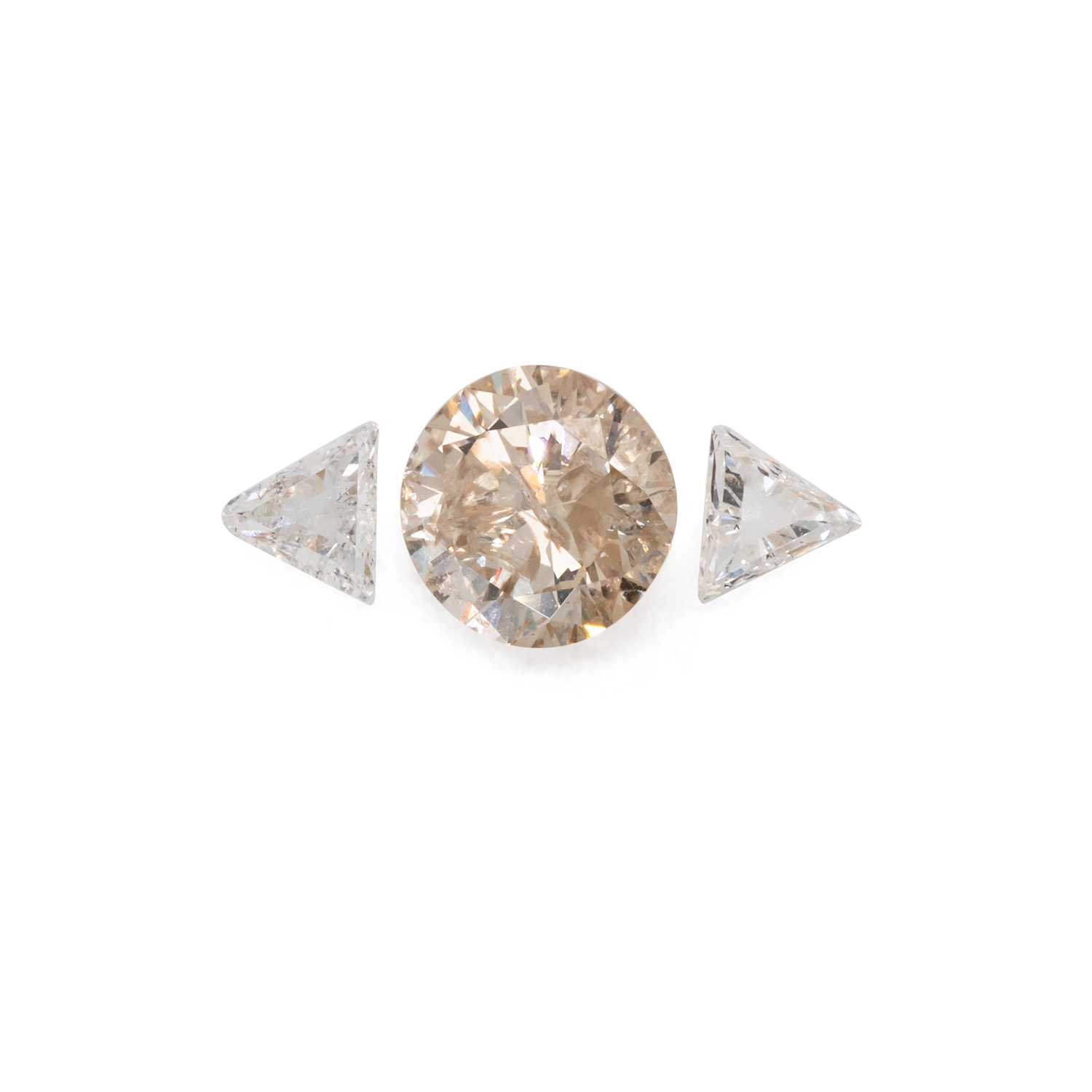 Diamant im Set - weiß/braun, PQ, rund & trillion, Nr. SET99040