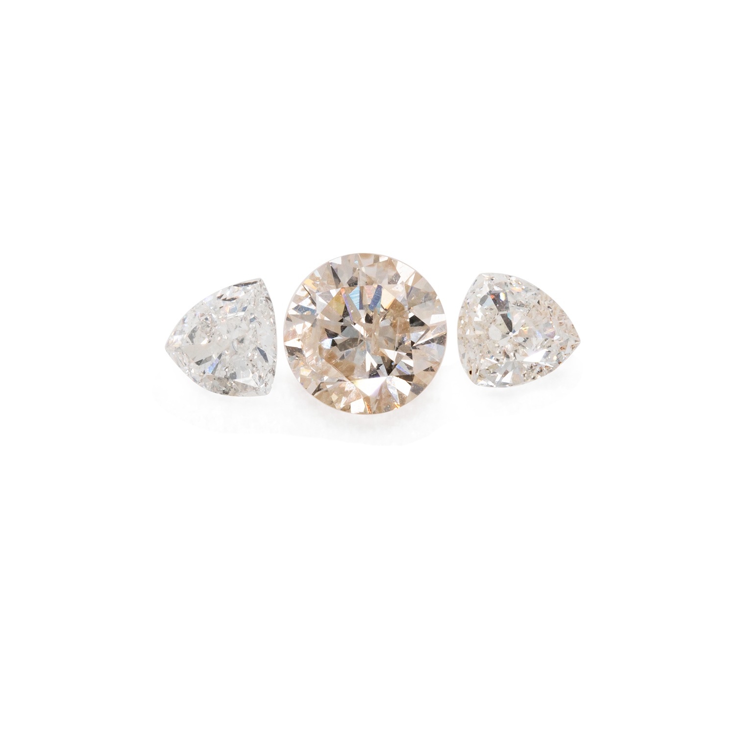 Diamant im Set - weiß/braun, PQ, rund & trillion, Nr. SET99041
