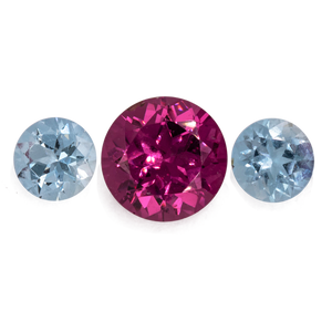 Aquamarine & Rhodolite Set - A & pink, round, No. SET99049