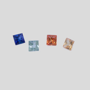 Sapphire set - multicolor, square, 2.3x2.3 mm, 0.37 cts, No. SET99062