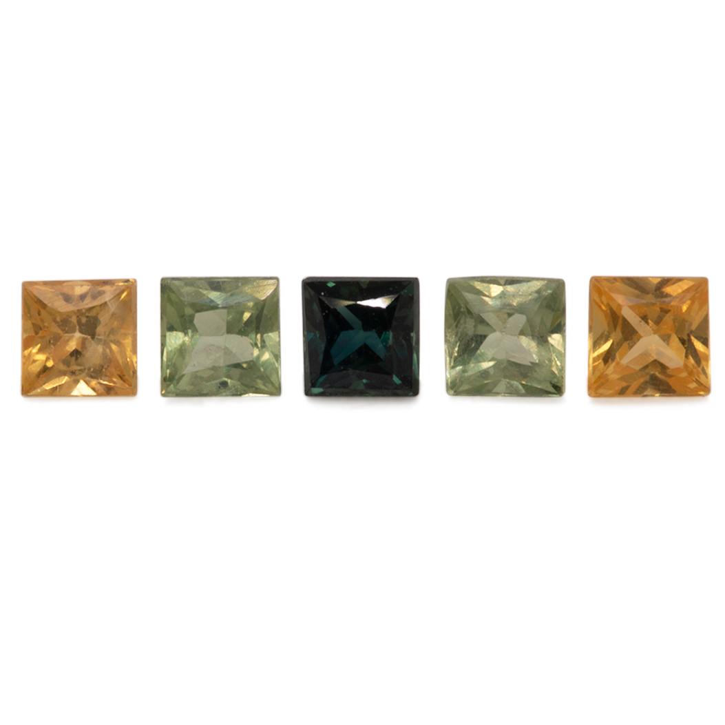 Saphir Set - bunt, rechteck, 2,3x2,3 mm, 0,49 cts, Nr. SET99063