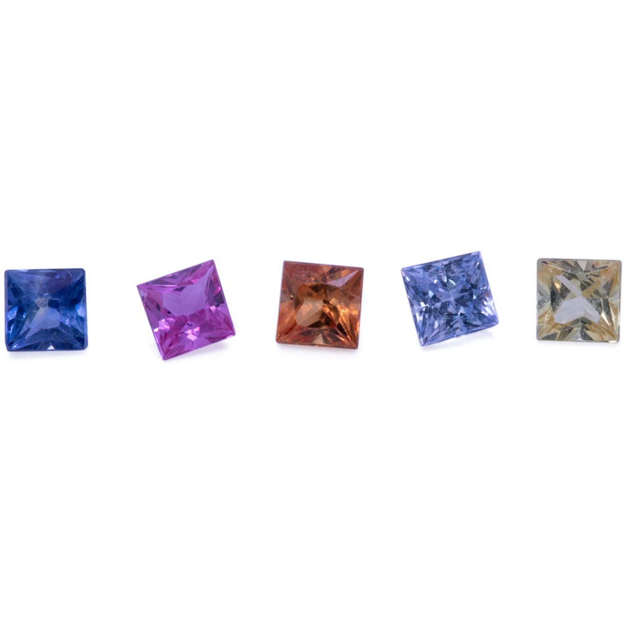 Sapphire set - multicolored, square, 2,3x2,3 mm, 0,46 cts, No. SET99064