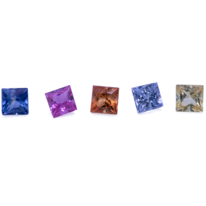 Sapphire set - multicolored, square, 2,3x2,3 mm, 0,46 cts, No. SET99064