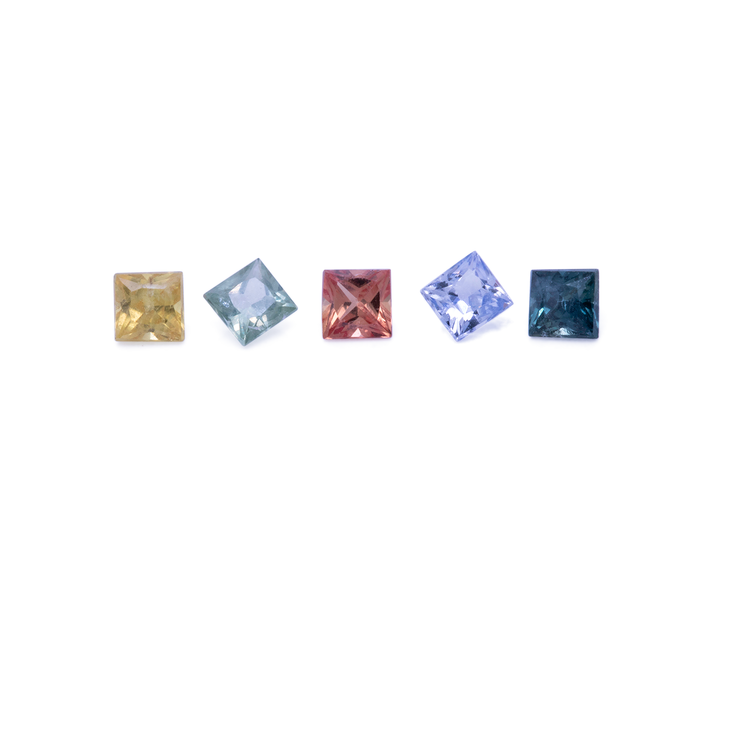 Sapphire set - multicolored, square, 2,3x2,3 mm, 0,49 cts, No. SET99065