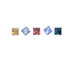 Sapphire set - multicolored, square, 2,3x2,3 mm, 0,49 cts, No. SET99065