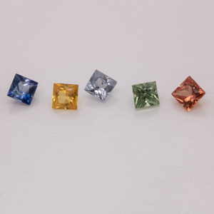 Sapphire set - multicolored, square, 2.3x2.3 mm, 0.49 cts, No. SET99066