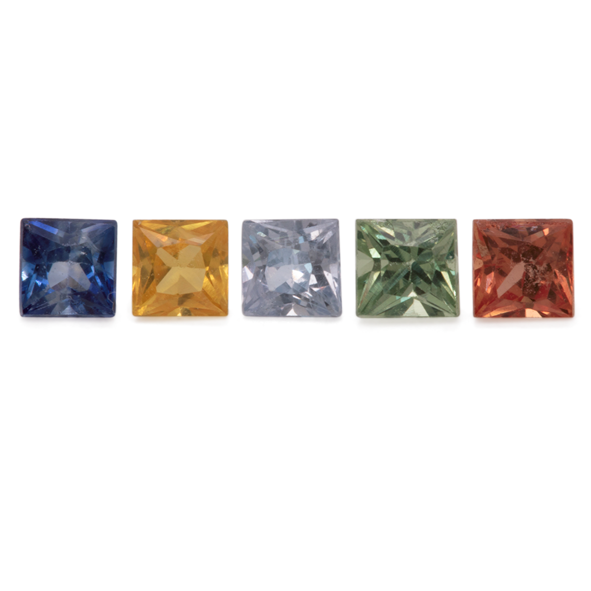 Sapphire set - multicolored, square, 2.3x2.3 mm, 0.49 cts, No. SET99066
