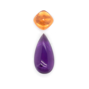 Amethyst & Mandarin Granat im Set - lila & orange, birnform & antik, Nr. SET99022