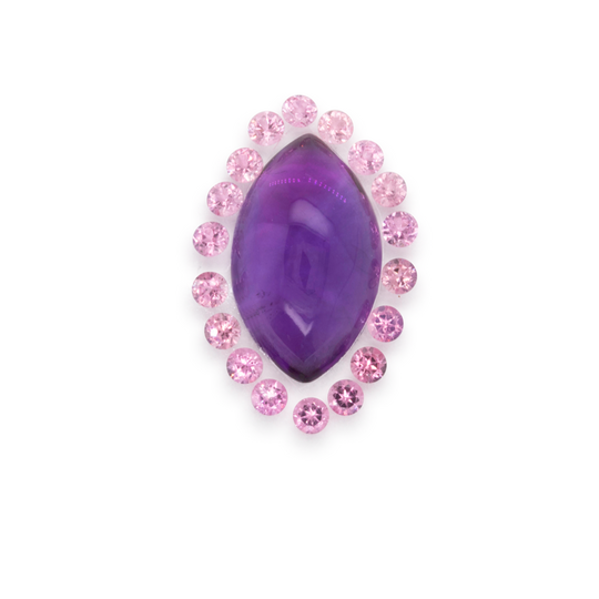 Amethyst & Spinell im Set - lila & pink, navette & rund, Nr. SET99029