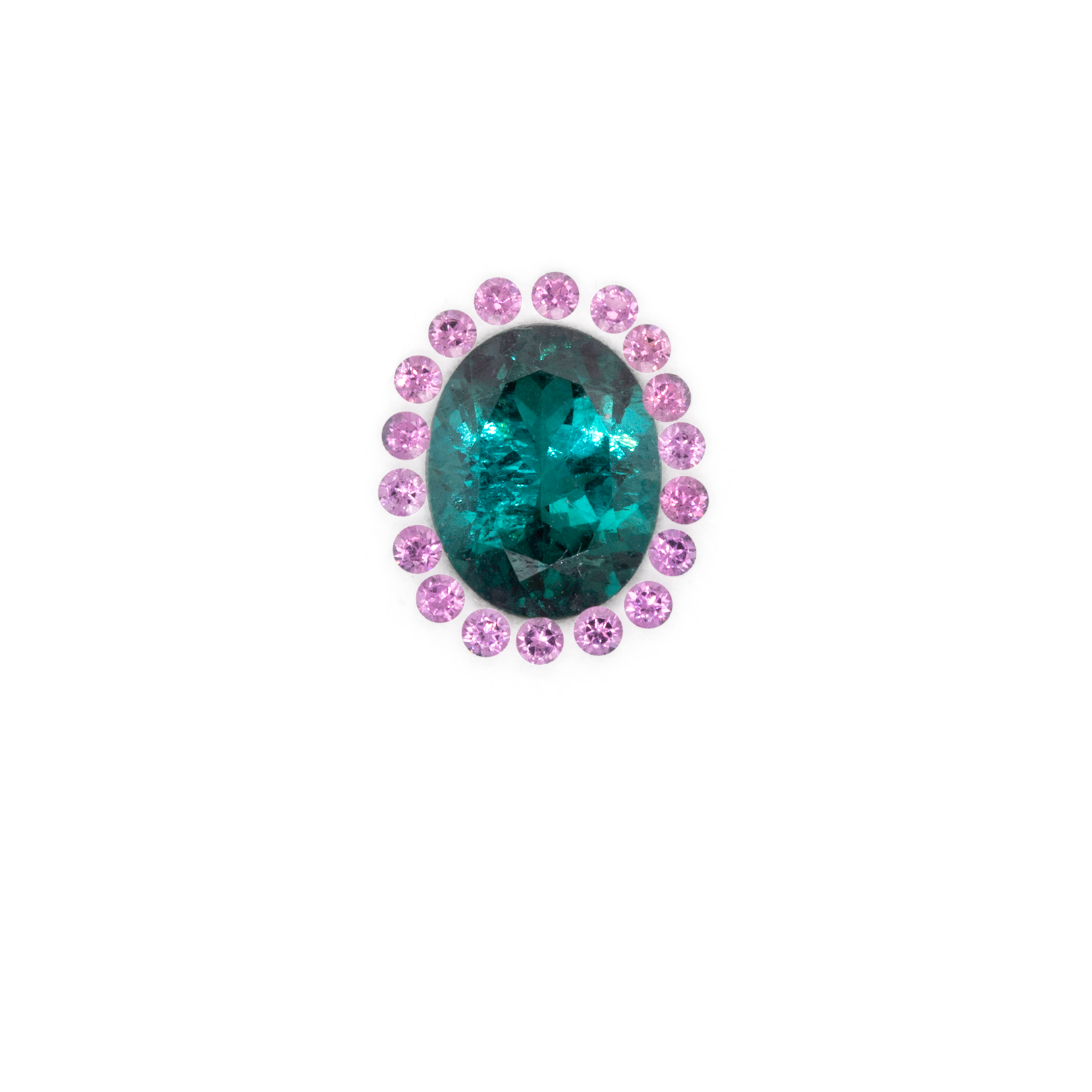 Turmaline & Royal Purple Garnet set - green & purple, oval & round, no. SET99031
