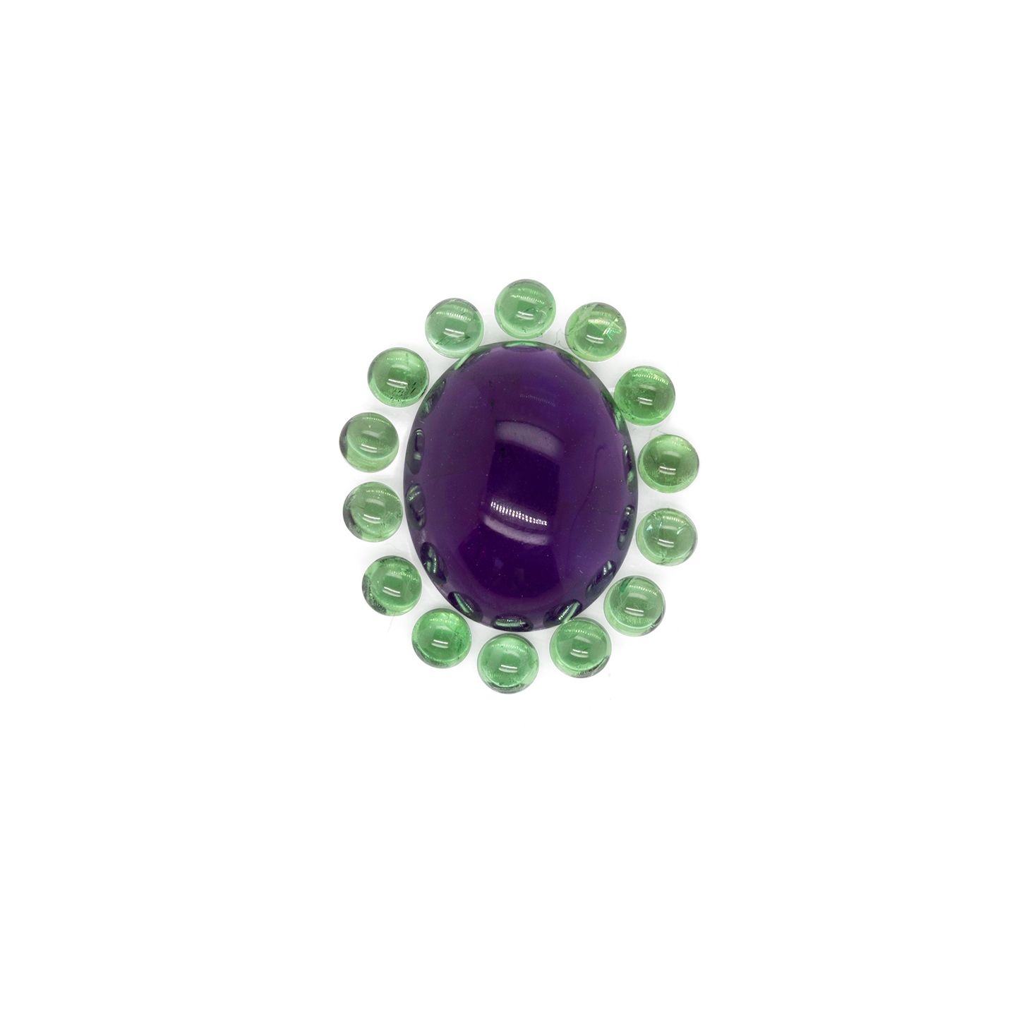 Amethyst & Tsavorite Set - purple & green, oval & round, No. SET99027