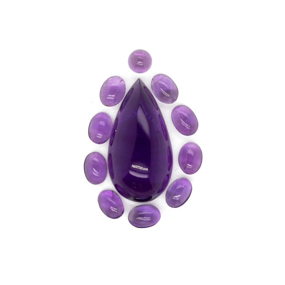 Amethyst im Set - lila, birnform & oval, Nr. SET99026