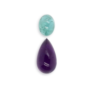 Amethyst & Paraiba Turmalin im Set - lila & blau, birnform & oval, Nr. SET99025