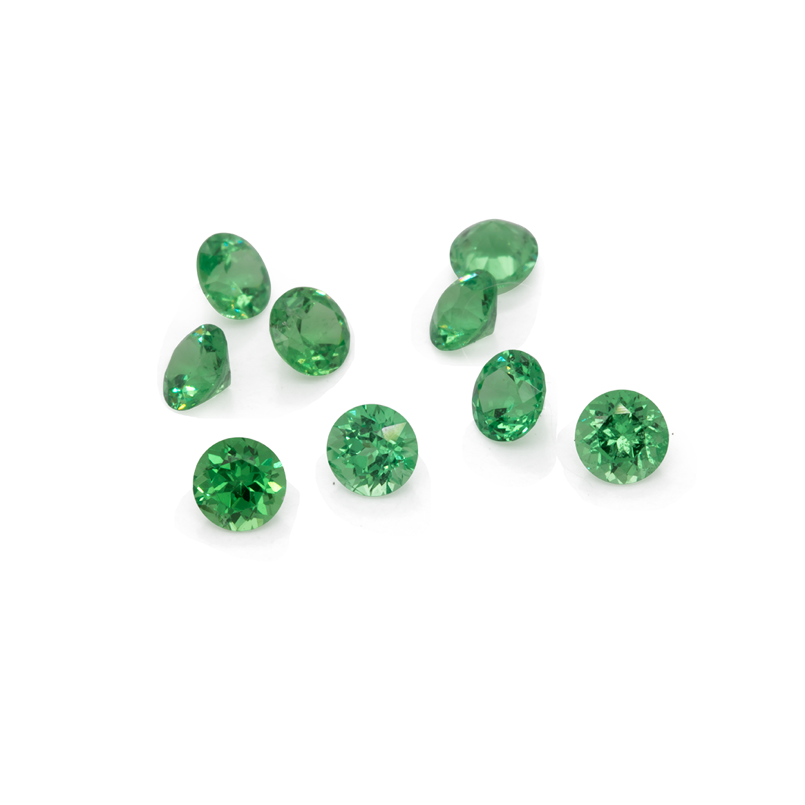 Tsavorite - green, round, 2.5x2.5 mm, 0.060-0.079 cts, No. TS32003