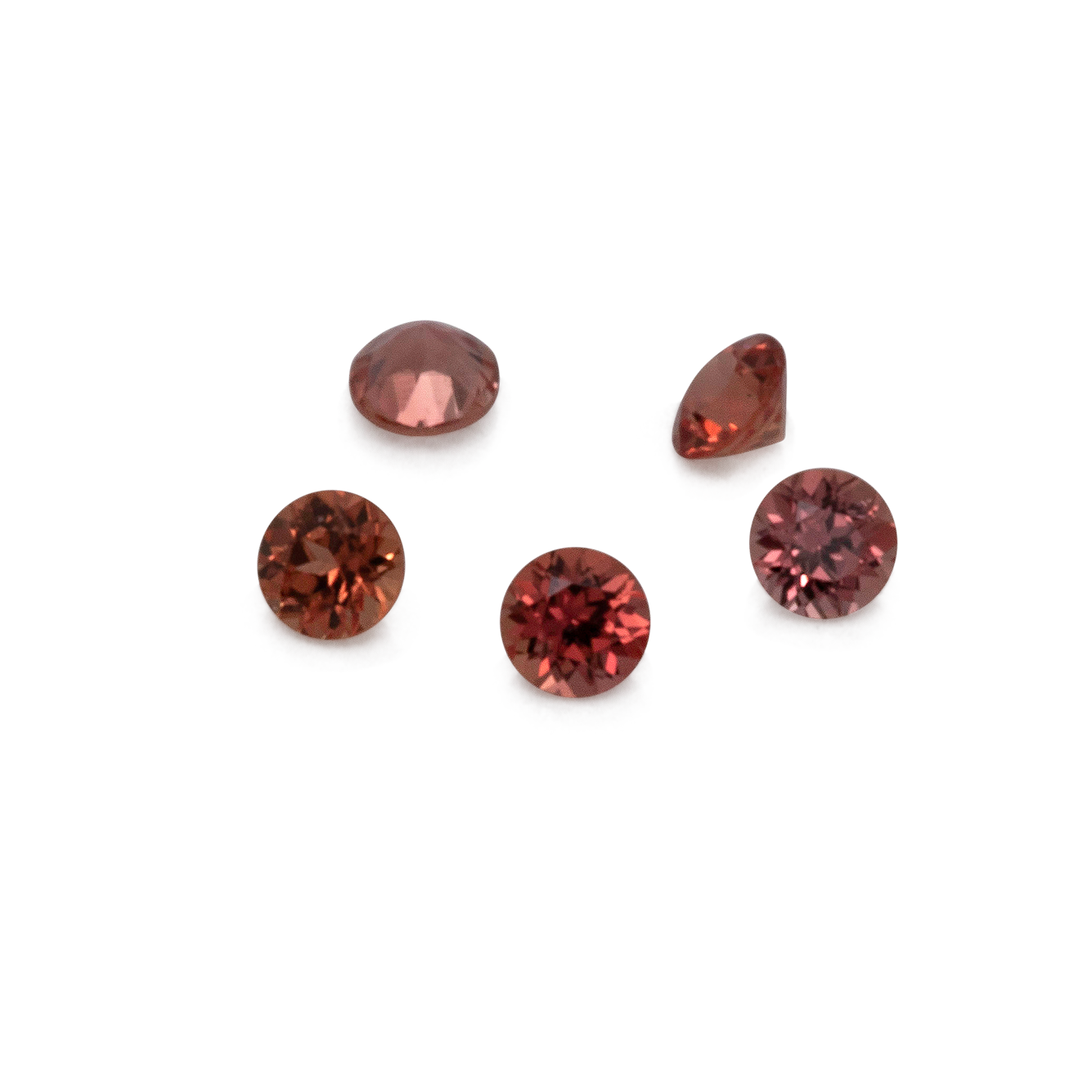 Sapphire - orange/red, round, 1x1 mm, approx. 0.005 cts, No. XSR11147
