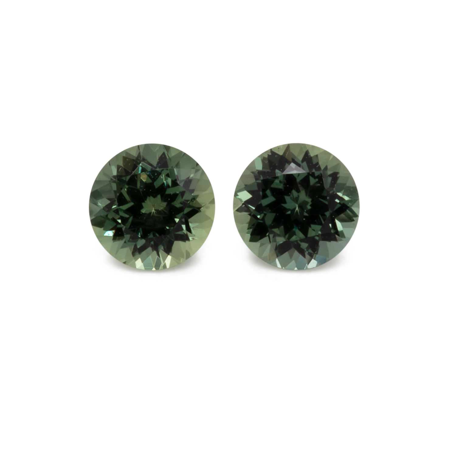 Saphir Paar - grün, rund, 4,1x4,1 mm, 0,68 cts, Nr. XSR11217